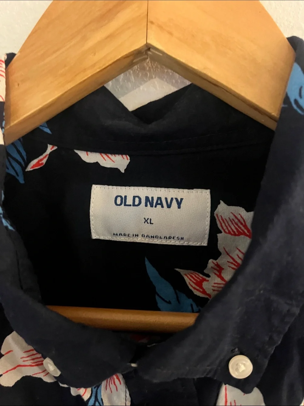 Old Navy Blue Tropical Floral Short Sleeve Button-Up Shirt